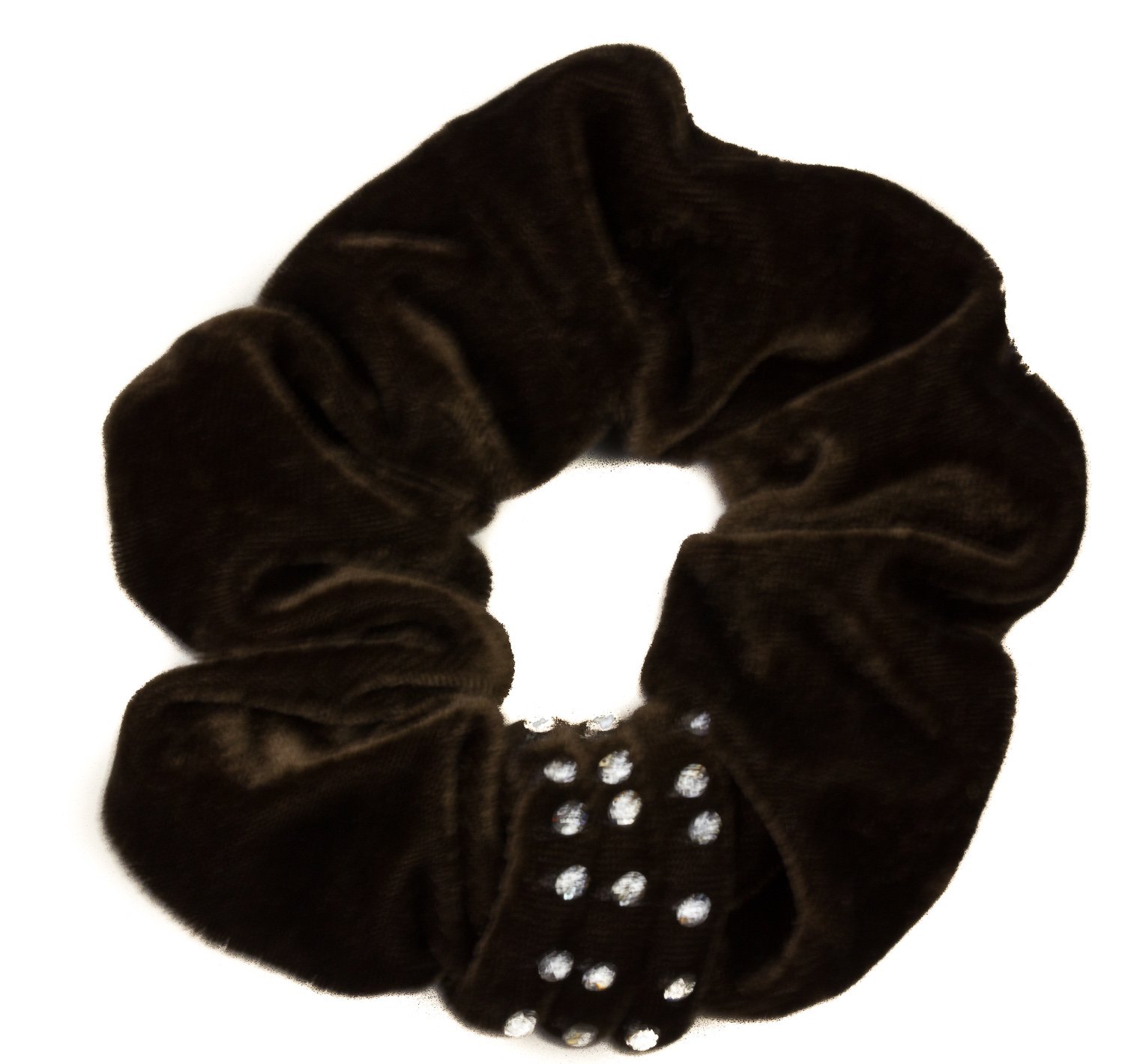 Mytoptrendz Girls Brown Mytoptrendz® Luxurious Velvet Plain Velvet Hair Scrunchies Hair Tie Ponytail Band Bobble For Women Updo Holder, With Rhinestone Crystal (Brown)