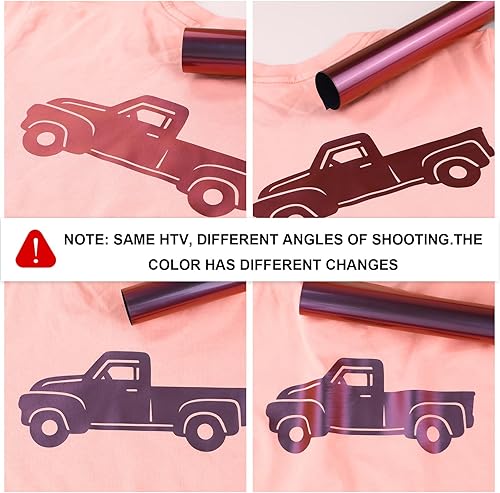 Miniatura 6 de CAREGY Vinilo de transferencia de calor camaleón de 12 pulgadas x 5 pies, vinilo termotransferible para camisetas con degradado que cambia de color,