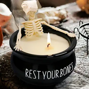 Skeleton in a candle novelty decor