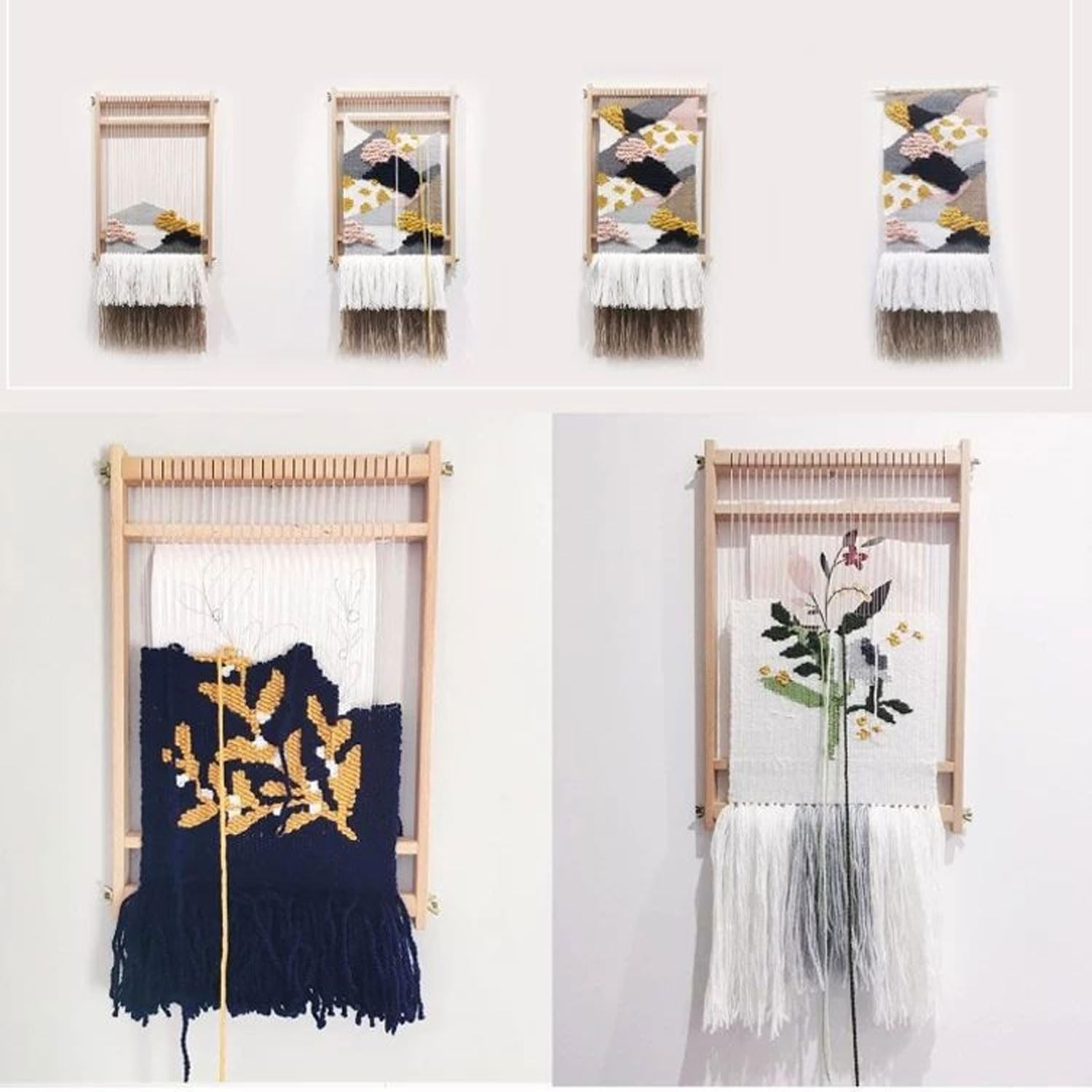Wollspinnmaschine für den Unterricht, Holz Abnehmbarer Handwebstuhl für DIY, Tragbare Tapisserie Strickmaschine für Anfänger und Kinder