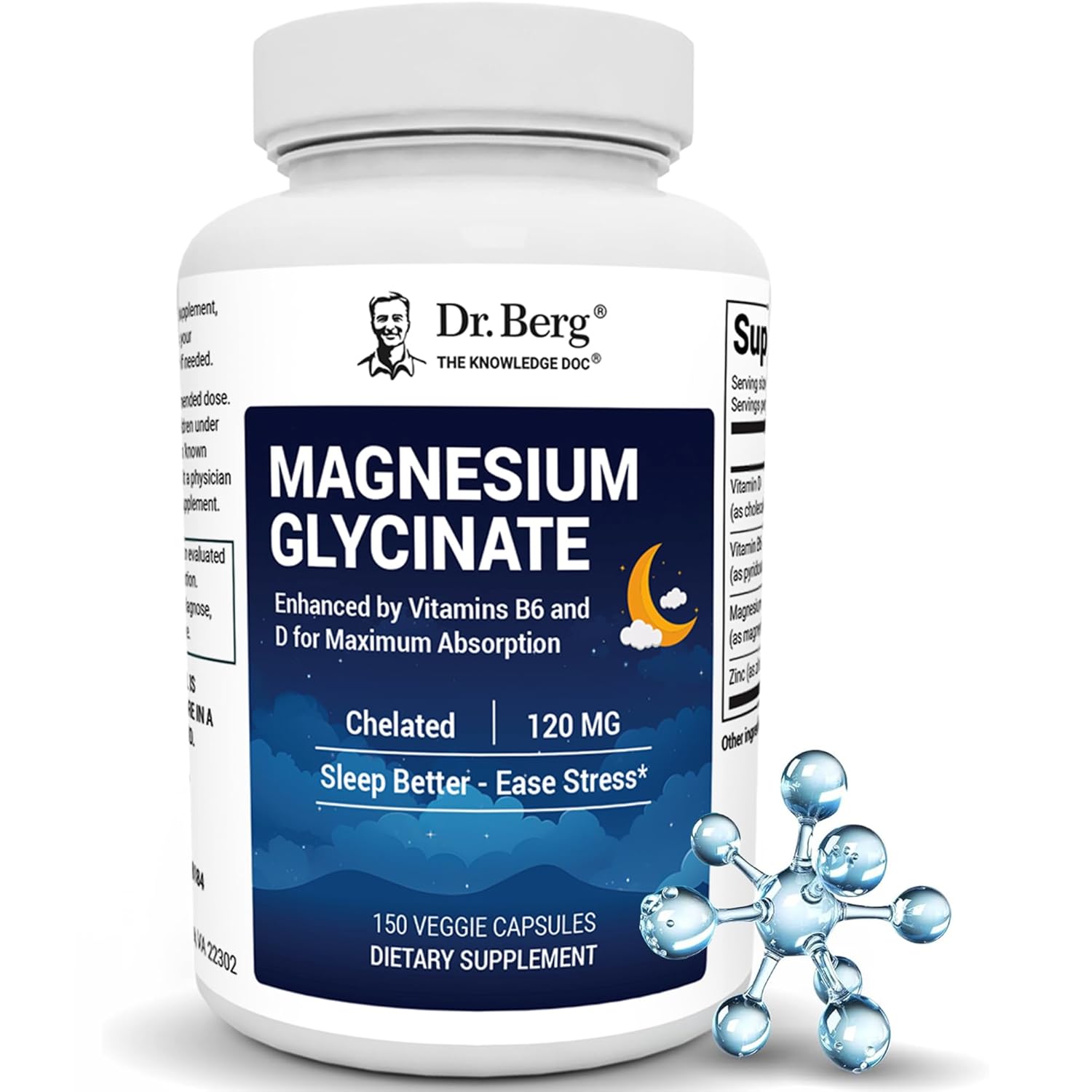 Dr Berg Maximum Strength 4-in-1 Chelated Magnesium Glycinate with Clean Potent Pure Ingredients 4X Lab-Tested Verified USA Formulated