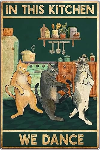 Miniatura 1 de Mingchu Kits de pintura de diamantes para baile de gatos en la cocina, kit de punto de cruz con gemas redondas de arte animal, para decoración de