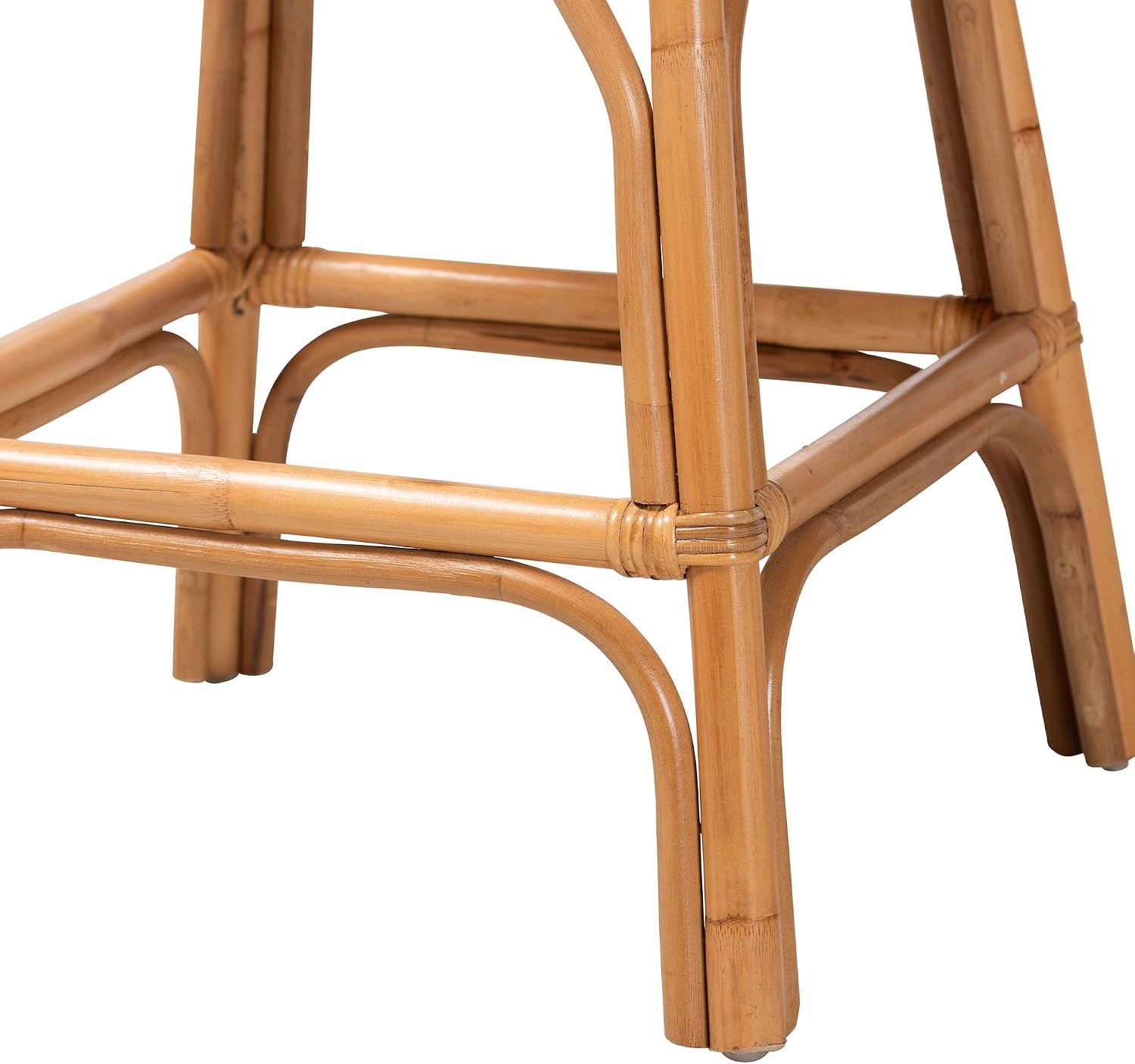 Bali & pari Adam Natural Rattan Counter Stool with Cushion - Handwoven Wicker Swivel Bar Chair for Kitchen Island or Lounge Area
