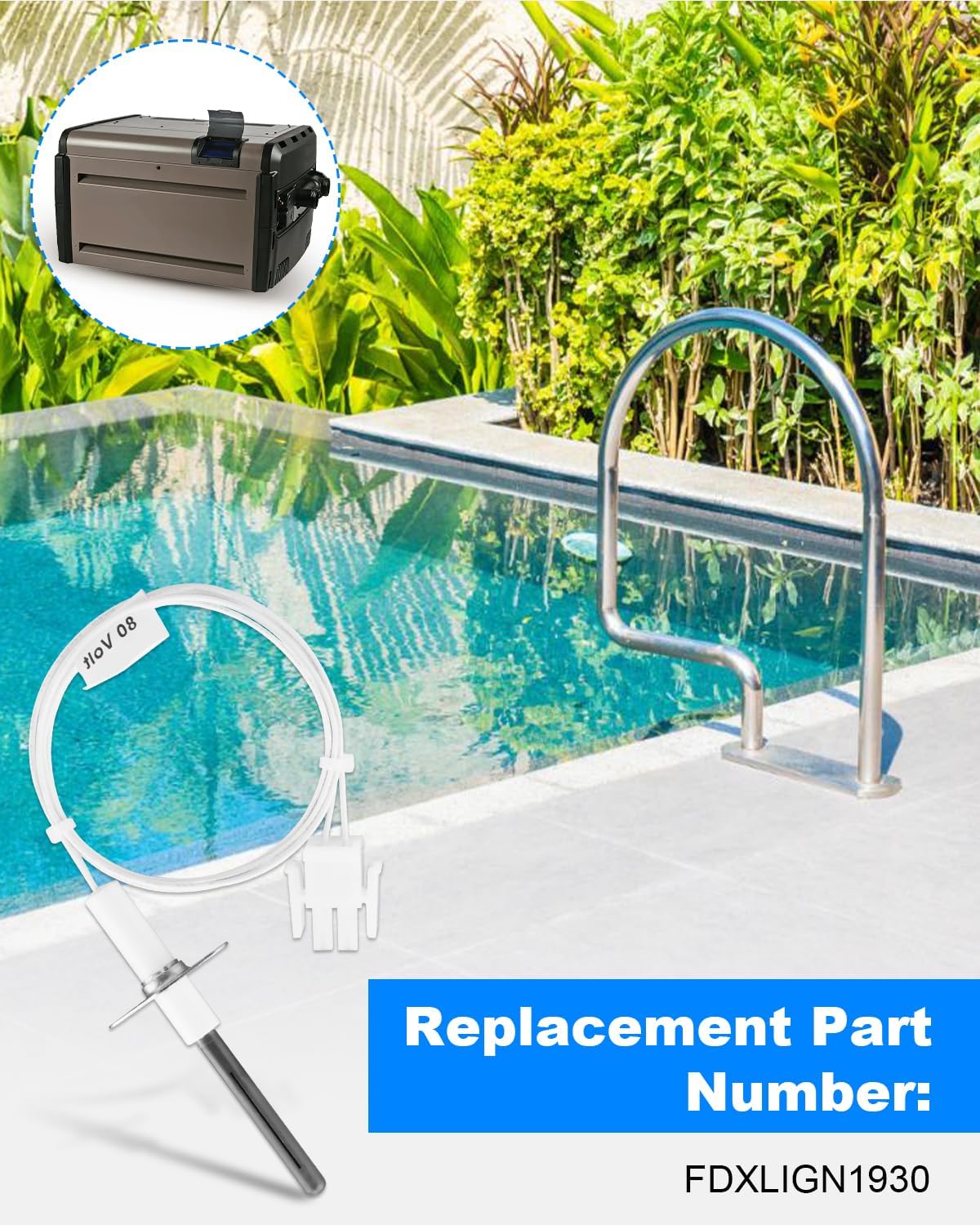 FDXLIGN1930 FD Ignitor Replacement Kit, Fit for Hayward Universal H-Series Low Nox Pool Heater, Silicon Nitride Igniters