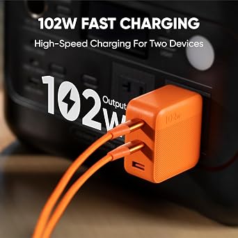 Jackery Explorer 240 v2 Portable Power Station*2 and 102W Fast Charger, 512Wh LiFePO4 Battery with 300W AC/100W USB-C Output, 1Hr Fast Charging, for Outdoor/Camping/RV/Travel/Emergency Backup