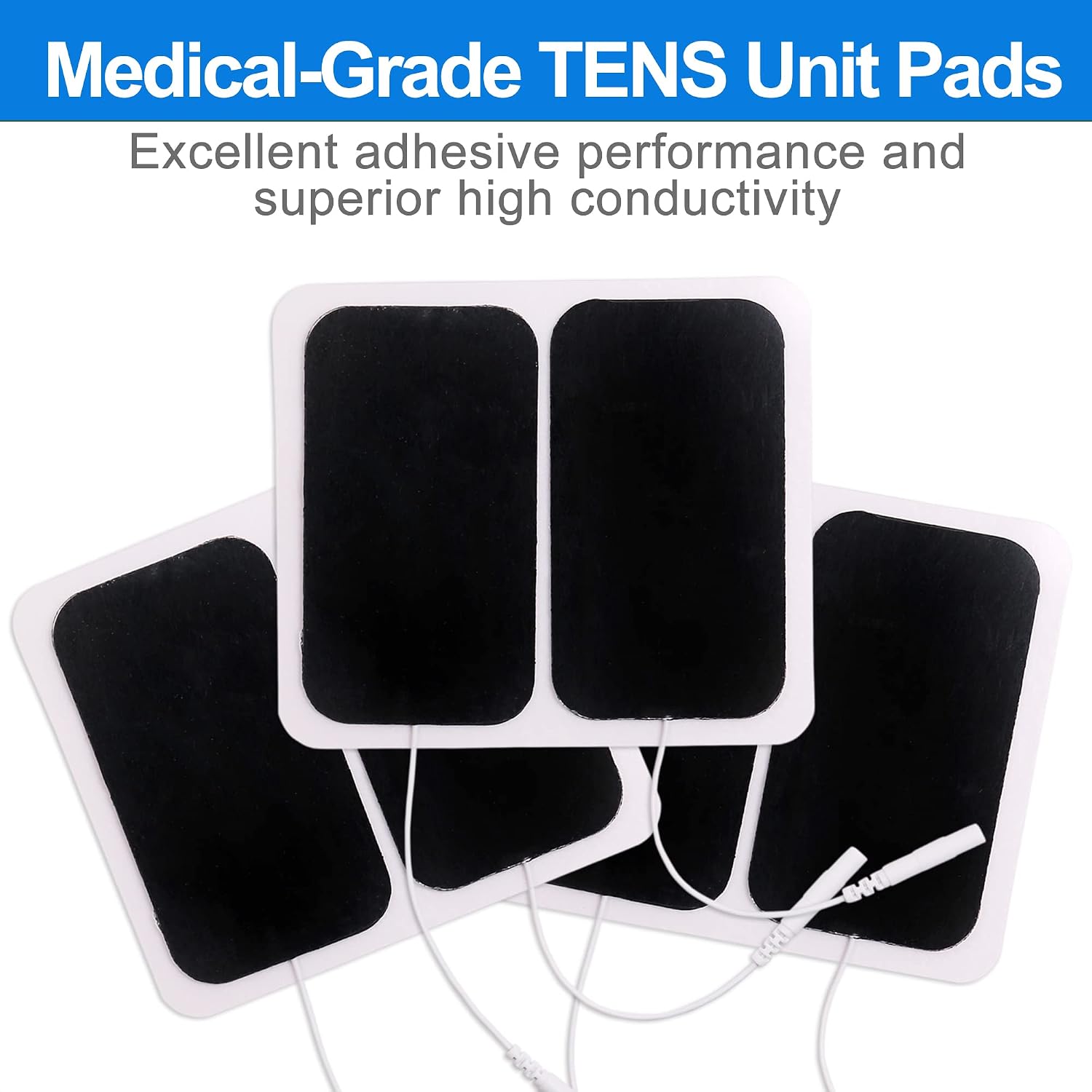 LotFancy TENS Unit Replacement Pads 2" x 3.5" 40Pcs, Reusable Large Size TENS Unit Pads, Rectangular Electrodes Pads for Electrotherapy EMS Massager