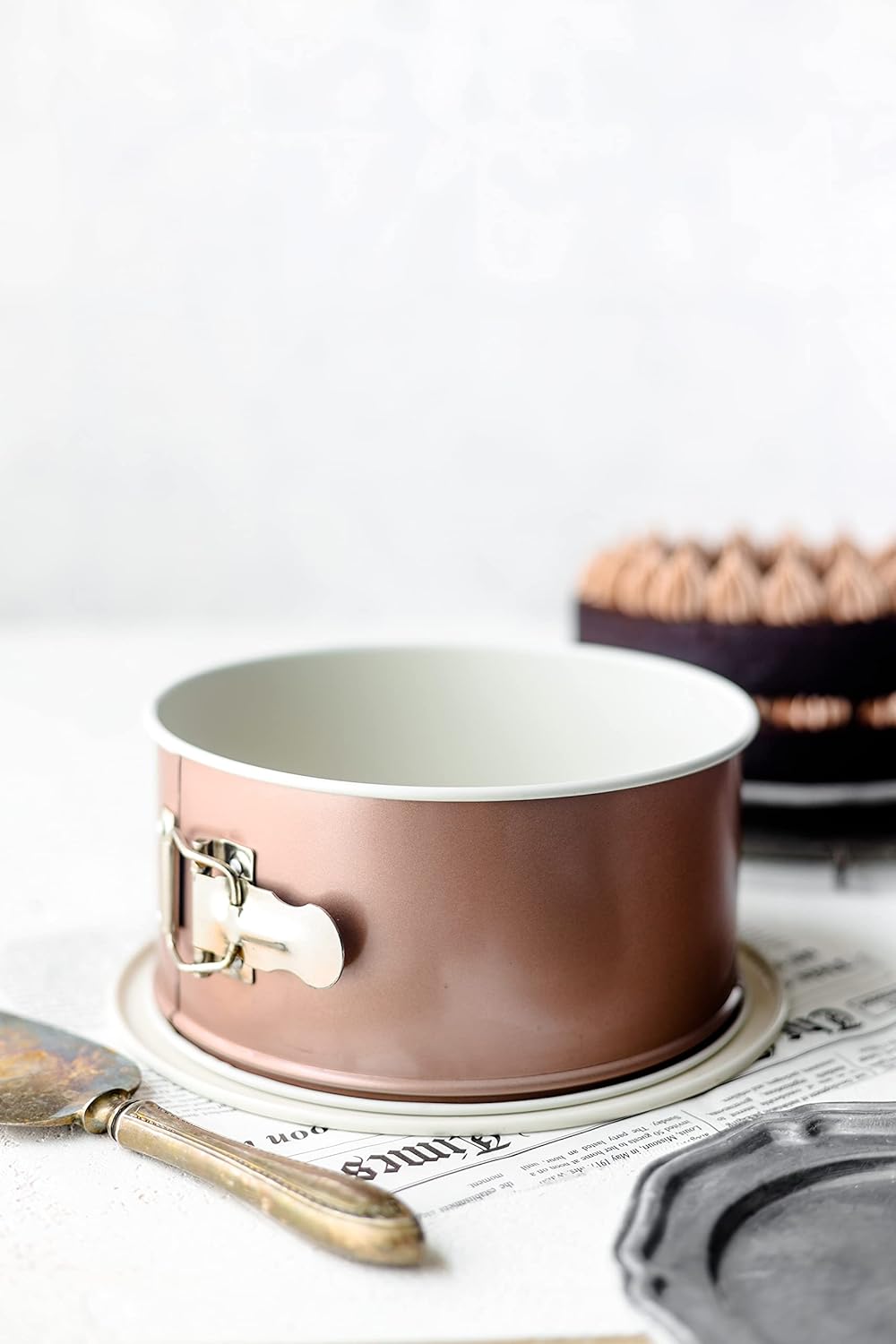 Patisse Ceramic Series Deep Round Springform Pan with double non-stick ceramic coating, 7-1/8" and 3-1/4", White/Copper