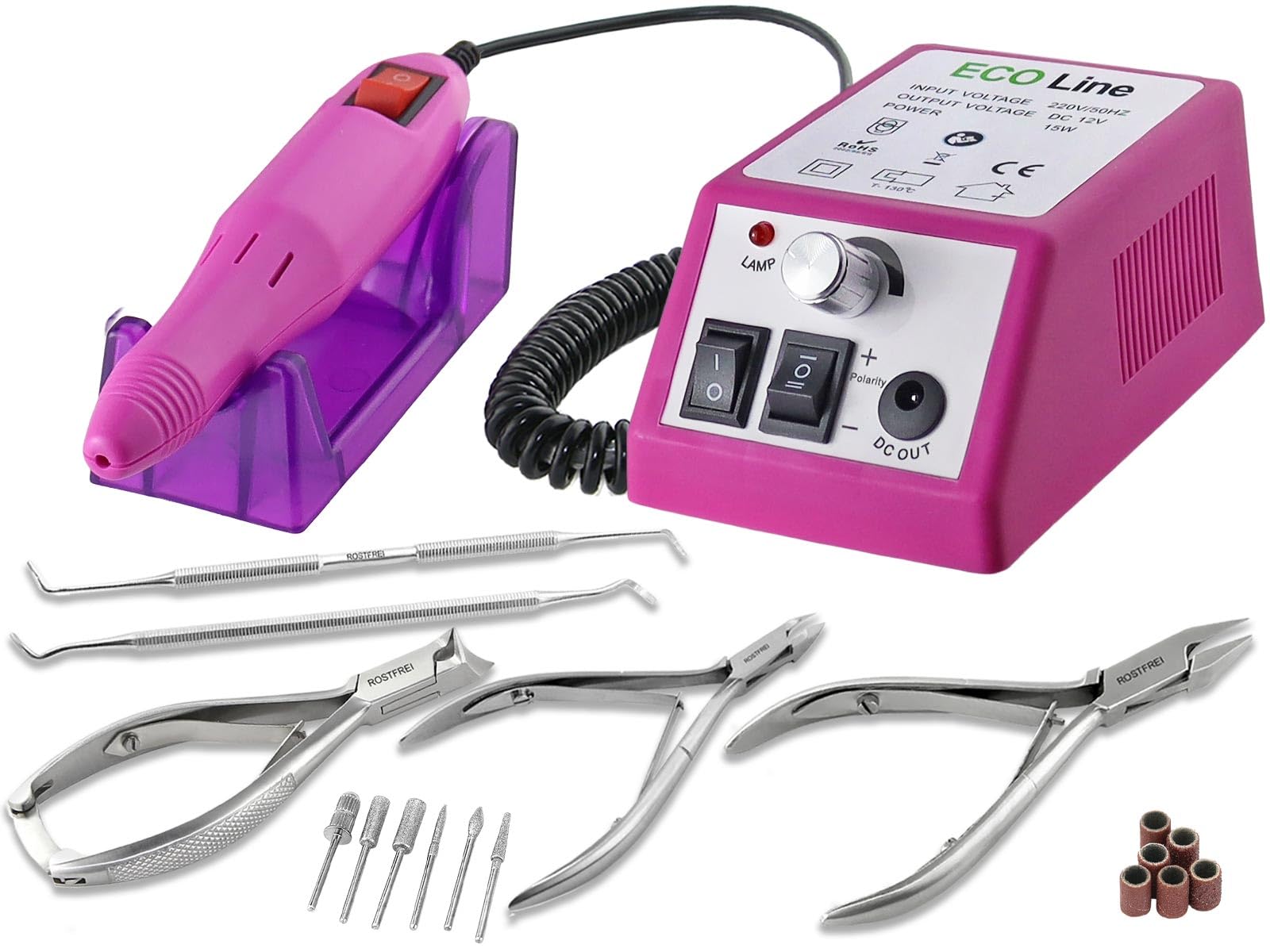 Fußpflegegerät Fräser Komplettes Fußpflege Set Elektrischer Nagelfräser | Schleifgerät mit Fußpflegeinstrumente Diamantschleifer und Hornhautentferner