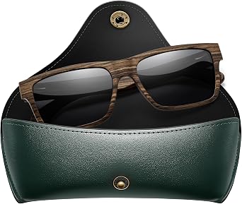 SUNGAIT Ebony Zebra Wood Sunglasses for Men Rectangular All-wood Frame Polarized Lens with Hard Gift Case
