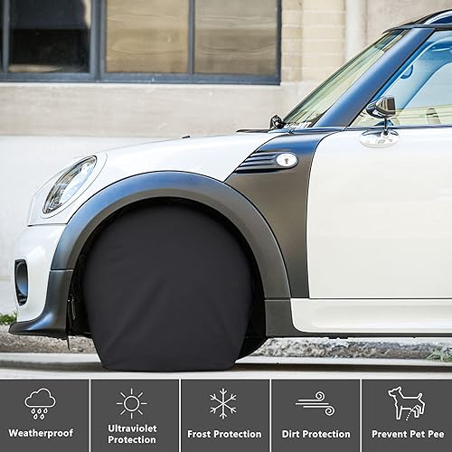 Miniatura 7 de eletecpro Juego de 4 fundas para neumáticos de autocaravana con revestimiento impermeable y Oxford 600D resistente, accesorios para neumáticos a