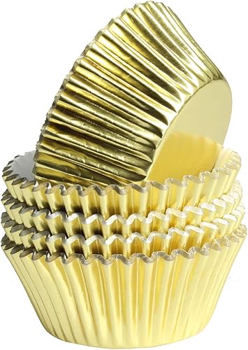 Miniatura 3 de Forros de papel de aluminio dorado para cupcakes, para fiestas de cumpleaños, bodas, tamaño estándar (paquete de 100)