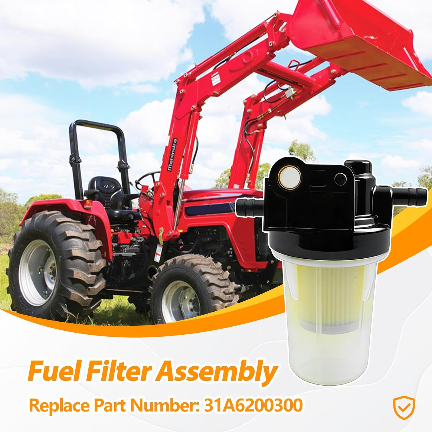 31A6200300 Fuel Filter Assembly Fit for Mahindra Tractor 1526 1626 2415 2516 3016 Max 22 24 25 26 26XL 26XLT 28XL Gear & HST Models, Engine Fuel System Filter Assy