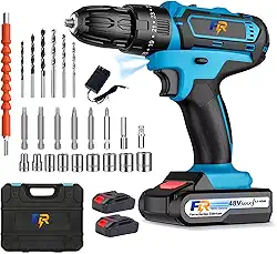 Furadeira e Parafusadeira 48V 1.3Ah Azul, Torque 35Nm, Kit Doméstico com 2 Baterias, Acessórios e Ponta Dupla, Maleta Inclusa