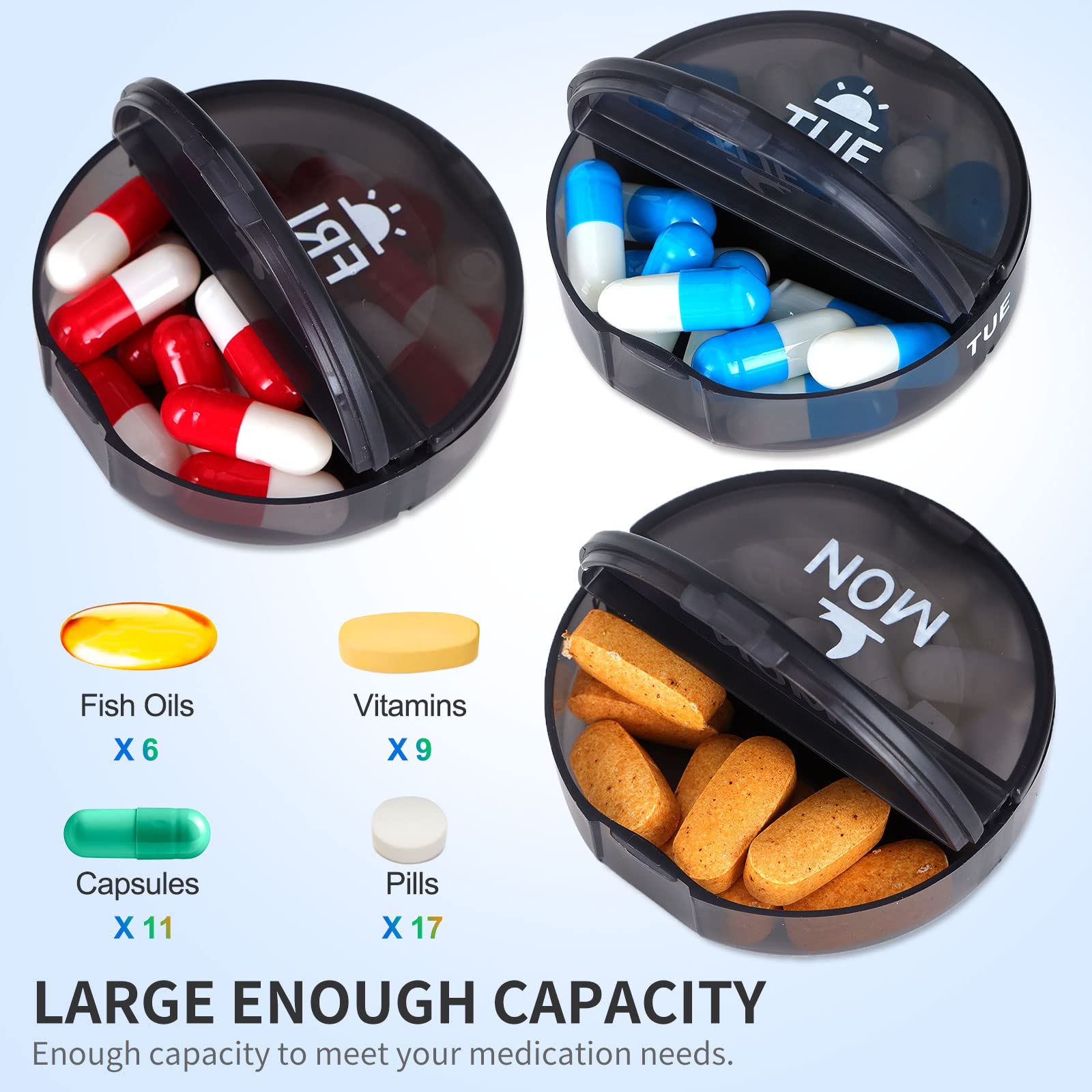 Organizador mensual de pastillas XL 2 veces al día, AM/PM Pastillero de un mes 28 días, pastillero diario grande para 4 semanas con compartimentos grandes para píldoras, vitaminas, suplementos de