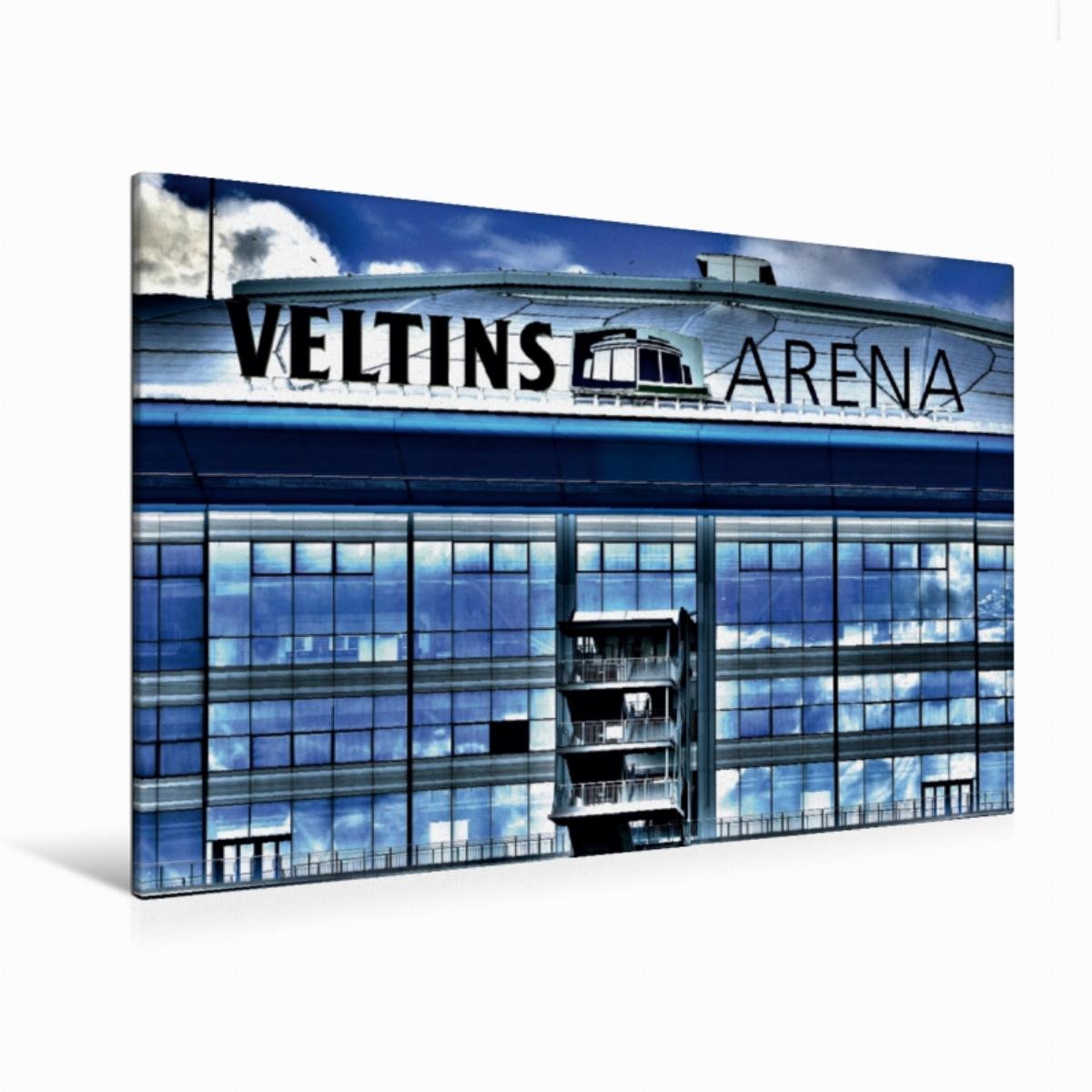 Premium Textil-Leinwand 120 x 80 cm Quer-Format Veltins Arena | Wandbild, HD-Bild auf Keilrahmen, Fertigbild auf hochwertigem Vlies, Leinwanddruck von Anke Grau