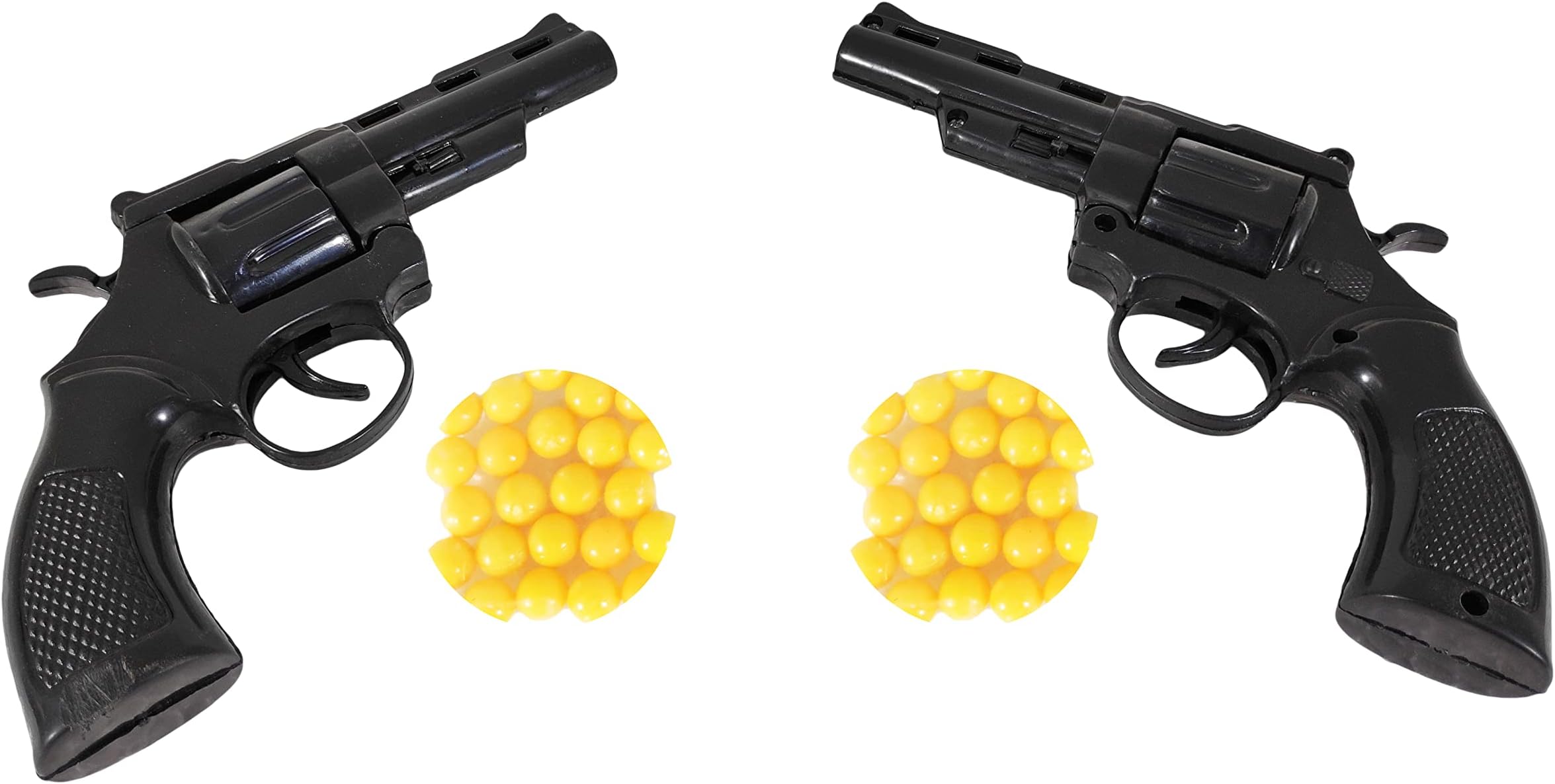 Humaira Mini Revolver Toy Gun Pistol with 8 Round Barell and 6 Mm Plastic Bb Bullets for Kids Boys - (Black) Pack of 2 - Bullets 48 Pieces