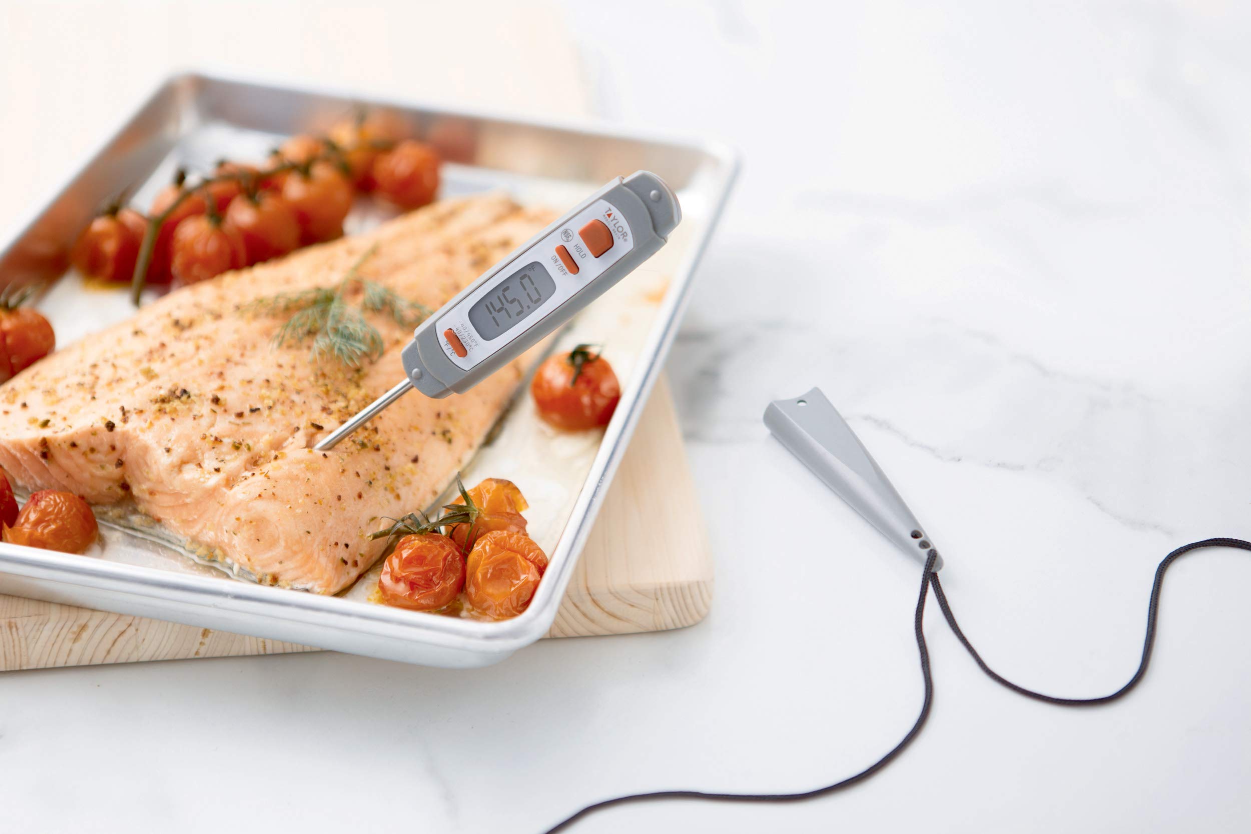 Taylor Pro Digital Meat Thermometer Probe with Anti Microbial Protective Sleeve, Plastic/Stainless Steel, Grey, 18 cm - Image 4