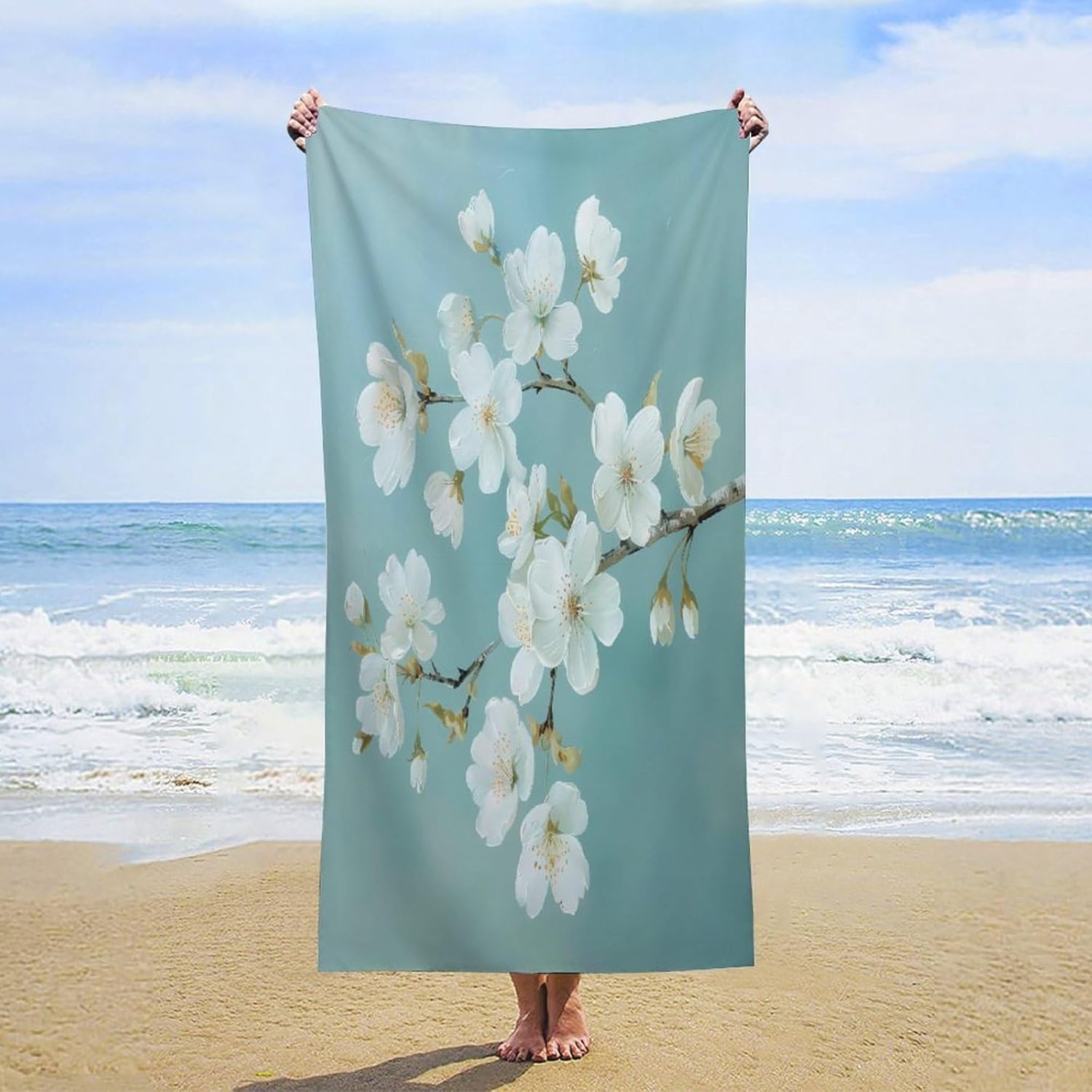 Cherry Flower Branch Bath Towel Beach Towels Quick Dry Oversized Bath Blanket Highly Absorbent Towel for Women Men 160x80cm