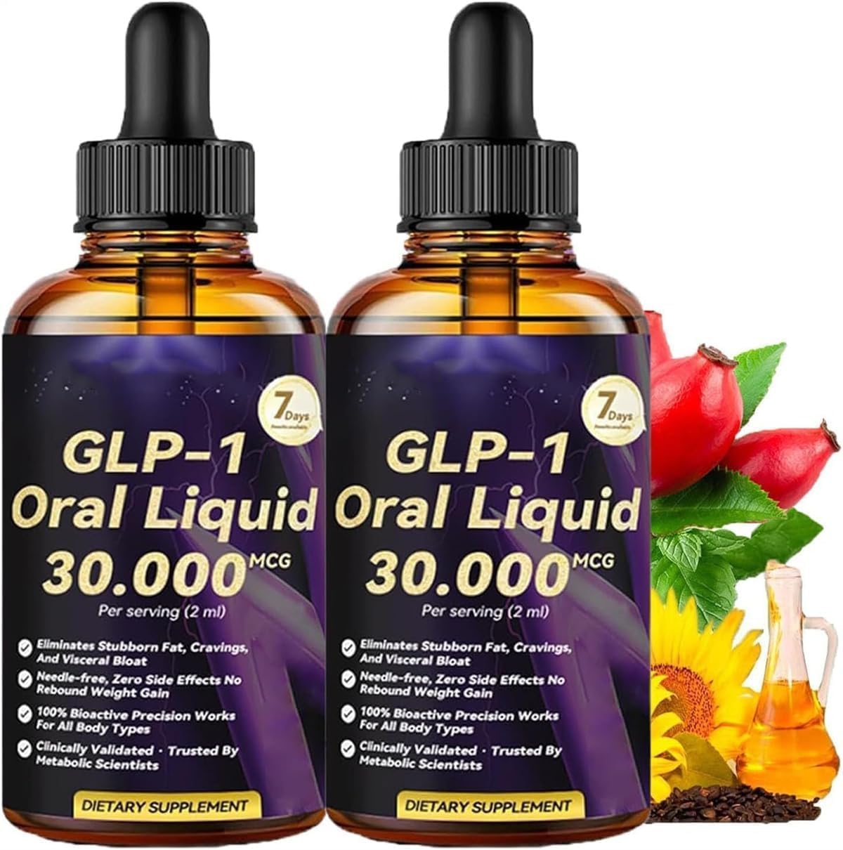 Dormoran GLP-1 Oral Liquid, GLP-1 Slimming Drops for Weight Loss, Dormoran GLP 1 Peptide Complex Serums, Natural Plant Extract GLP 1 Supplements Concentrate, Refreshing & Mild Slimming Drops (2)