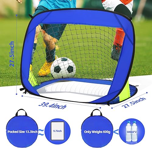 Miniatura 2 de Portería de fútbol desplegable, 3.3 x 2.2 pies, portería de fútbol portátil para exteriores e interiores, portería de fútbol plegable para patio