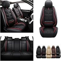 Vista 16 de URINOVET Funda de cuero para asiento de automóvil, fundas de asiento de lujo impermeables para KIA Forte Koup 2010-2016 (juego completo, café)