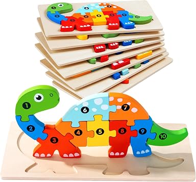 9 Pieces Montessori Wooden Puzzles for Toddlers - Jigsaw Puzzles in Gift Box, Educational Learning Toys for 3-5 Year Old Boys & Girls, Fine Motor Skills, Kids Puzzles Ages 3-5
