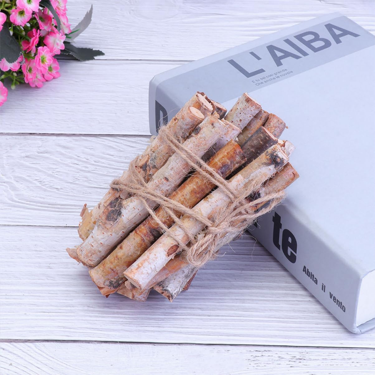 40pcs Natural Birch Logs for DIY Flower Arrangements Decorative Dried Branches Twine Rustic Home Decor for Centerpieces and Seasonal Decorations