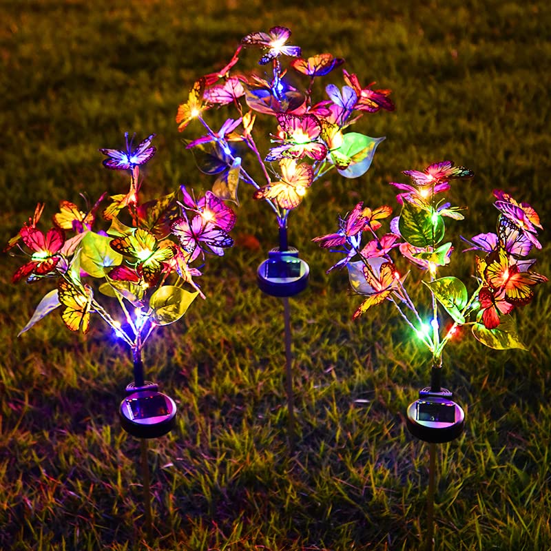 YEEZTY Outdoor Solar Garden Butterfly Lights,Realistic Solar Butterflys Decoration Home Gifts for Women Mom, Yard Pathway Garden Stake Light for Garden Patio Landscape Decor (2 Pack)