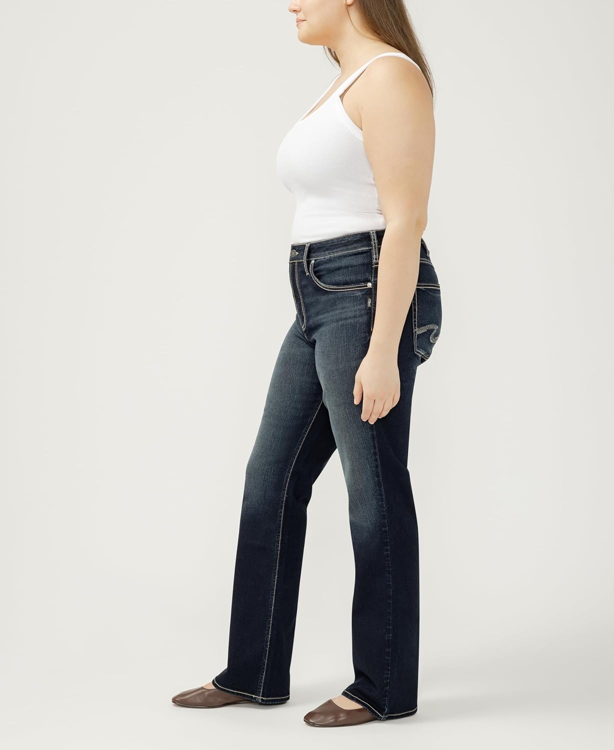 Silver Jeans Co. Women's Plus Size Avery High Rise Slim Bootcut Jeans, Dakota - Image 3