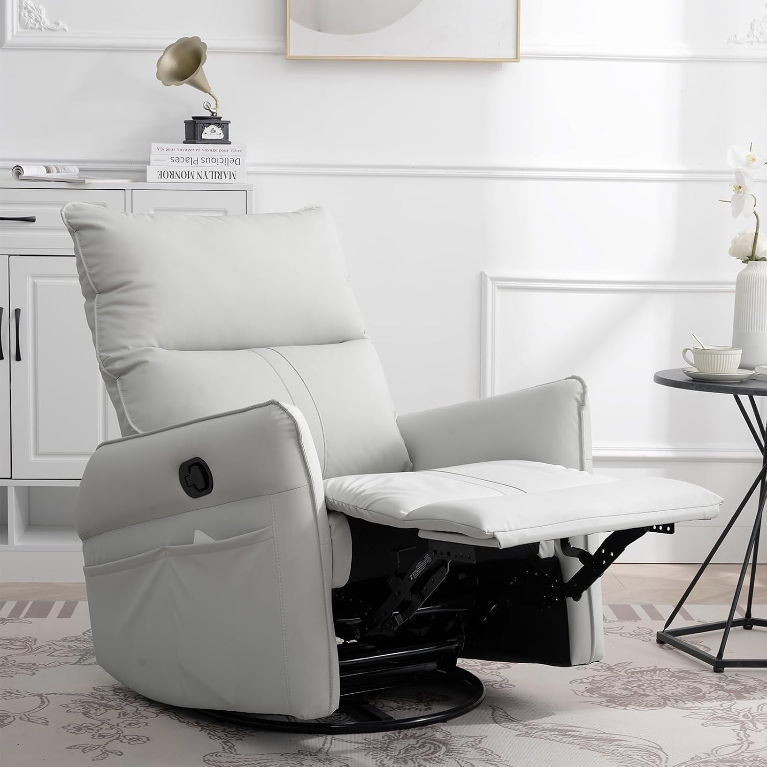 Amazon.com: JEEOHEY Swivel Recliner Chair,Rocking Chair Nursery,PU ...