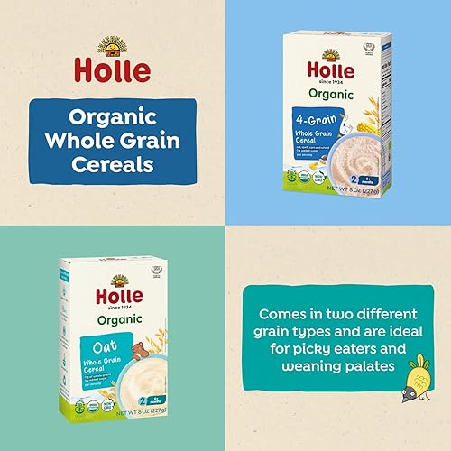 Miniatura 6 de Holle Cereal orgánico para bebés, cereales integrales, cereales de 4 granos para bebé, rápido y fácil de preparar como avena orgánica para bebés de