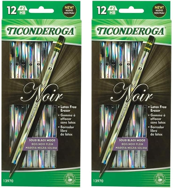 Ticonderoga Noir Holographic Woodcase Pencil, 12 Per Pack [Set of 2]