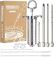 BBQ Monster Meat Injector Syringe Kit: 4 Stainless Steel Needles, 2oz Capacity for Juicy Turkey, Brisket & BBQ Smoker
