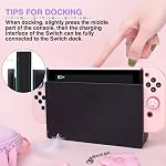 DLseego Pink Switch Case Set Carrying Case with 10 Slots Cute Protective Dockable Hard Shell with 4PCS Lovely Cat Paw Thumb Grips Caps and 1PC Flower Blossom Chain for Switch 2017 Version