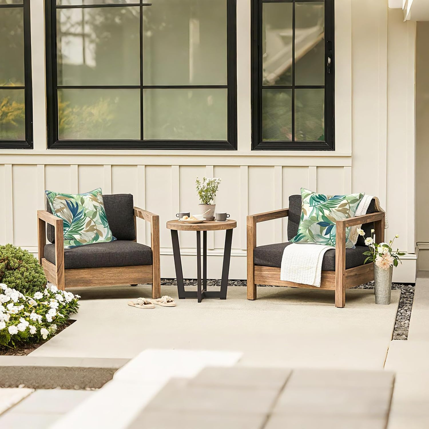 LVTXIII Outdoor/Indoor Pillow Covers, Patio Fade Resistant Throw Pillow Covers ONLY, Waterproof Farmhouse Accent Cushion Cases for Sofa Patio Couch Decoration 20"x20" Set of 2, Lush Leaf Green