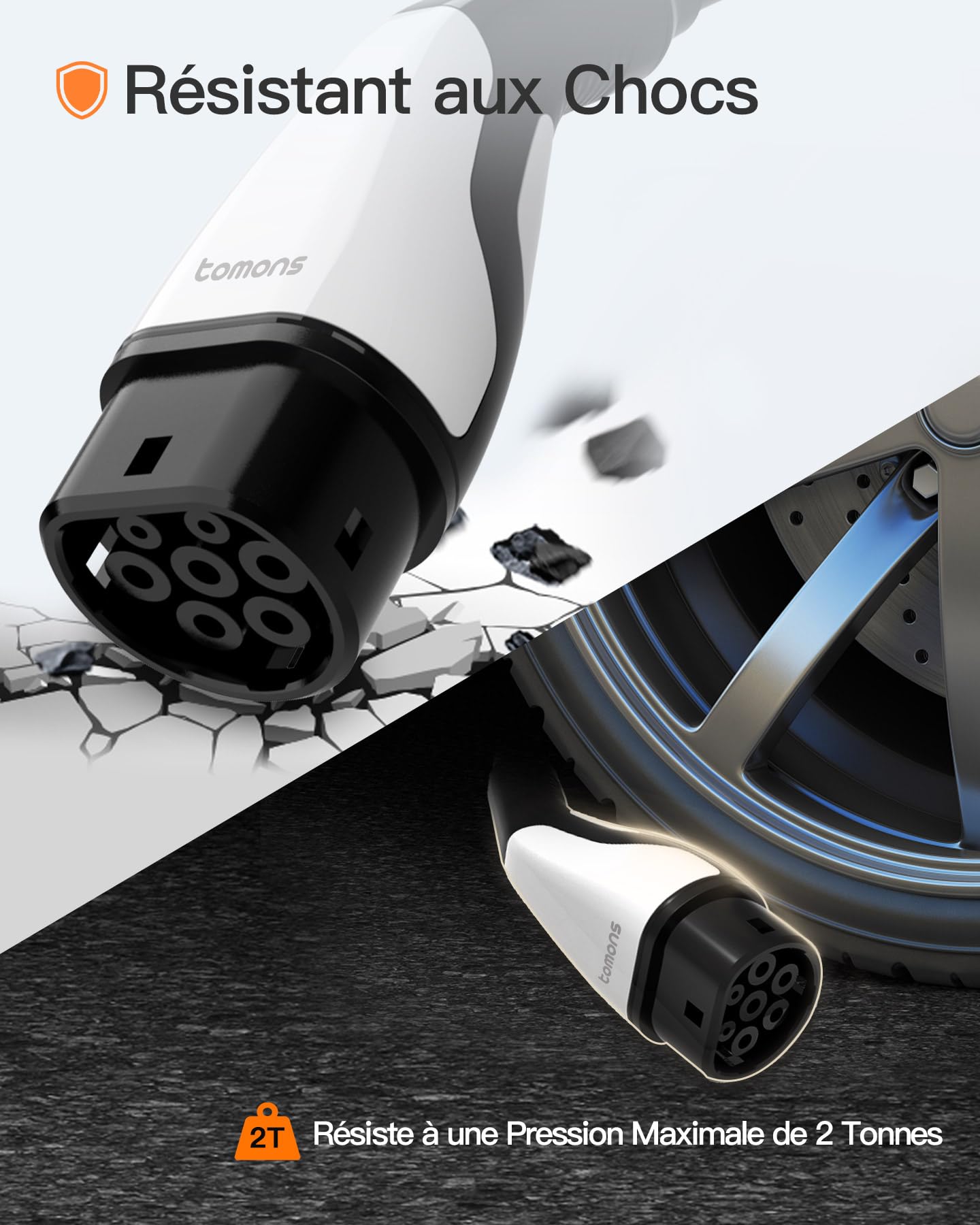 tomons Kabel do ładowania typu 2, 22 kW, 7 m, 32 A, 3-fazowy, samochód elektryczny typ 2 do EV/PHEV, typ 2 na typ 2 EV z torbą do przenoszenia i ściereczką z mikrofibry do modelu S/3/X/Y, ID.3, ID.4