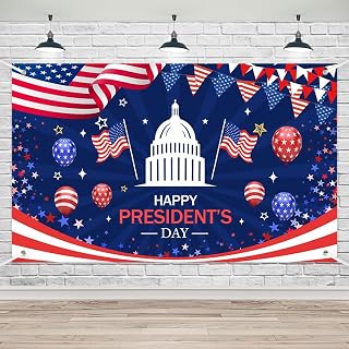 Lofaris Happy Presidents Day Banner - 70.8x43.3 Inches Patriotic Decorations for Classroom, Bulletin Board, Presidential Election, Memorial Day, and Party Supplies