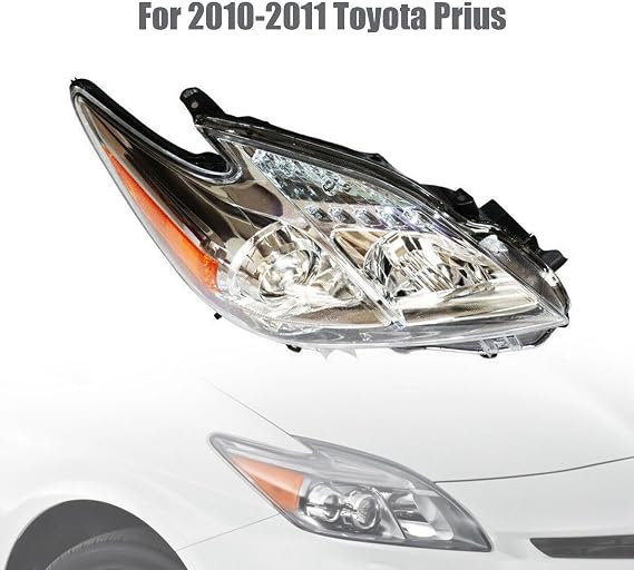Front Halogen Headlight Assembly, for 2010-2011 Toyota Prius Driver & Passenger Side Head Lights, 8113047211 8117047211 Direct Replacement Headlamps Assy Set (Right)