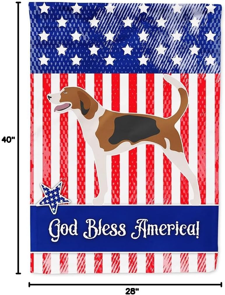 Caroline's Treasures BB8352CHF American Foxhound American House Flag Large Porch Sleeve Pole Decorative Outside Yard Banner Artwork Wall Hanging, Polyester, House Size, Multicolor