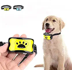 JINQII Dispositivo Anti-latido para Cães de Estimação, 7 Níveis de Sensibilidade, USB, Elétrico, Ultrassônico, Coleira para Adestramento de Cães, Parar de Latido, Vibração(Preto)