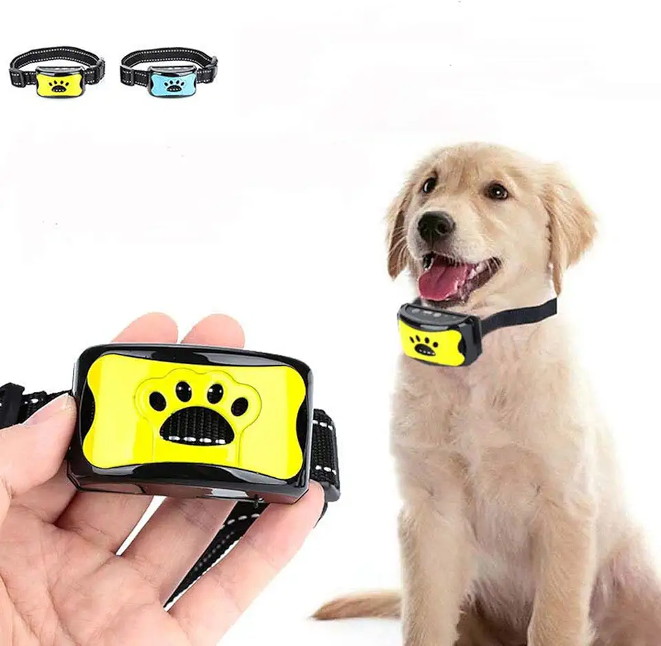 JINQII Dispositivo Anti-latido para Cães de Estimação, 7 Níveis de Sensibilidade, USB, Elétrico, Ultrassônico, Coleira para Adestramento de Cães, Parar de Latido, Vibração(Preto)