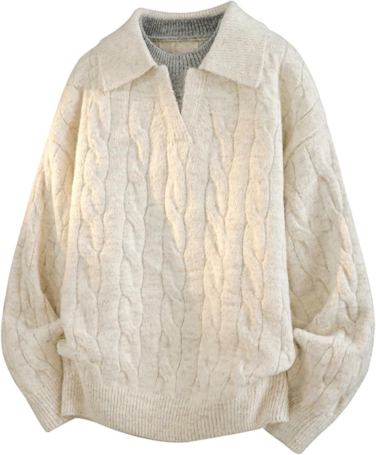 Vamtac Men’s Relaxed Oversized Knit Sweater, Casual Loose Fit Pullover, Soft Cozy Fall Winter Knitwear