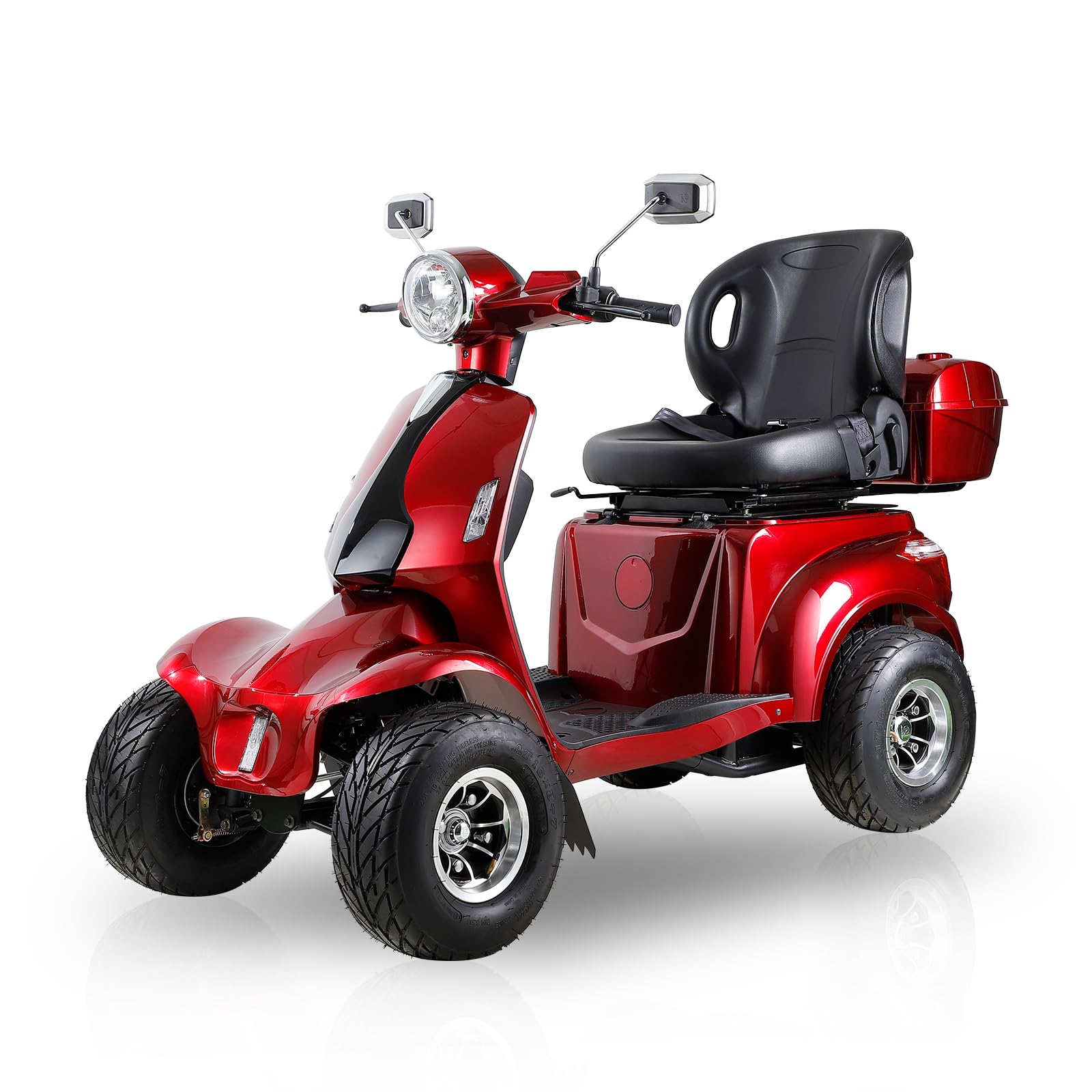 All-Terrain 4-Wheel Mobility Scooter Heavy Duty Electric Scooter Golf Powered Scooter for Adults & Seniors, 1000W Motor, Long Range 31 Miles, 3-Speed Mode, with Rear Box & Golf Bracket (Red)
