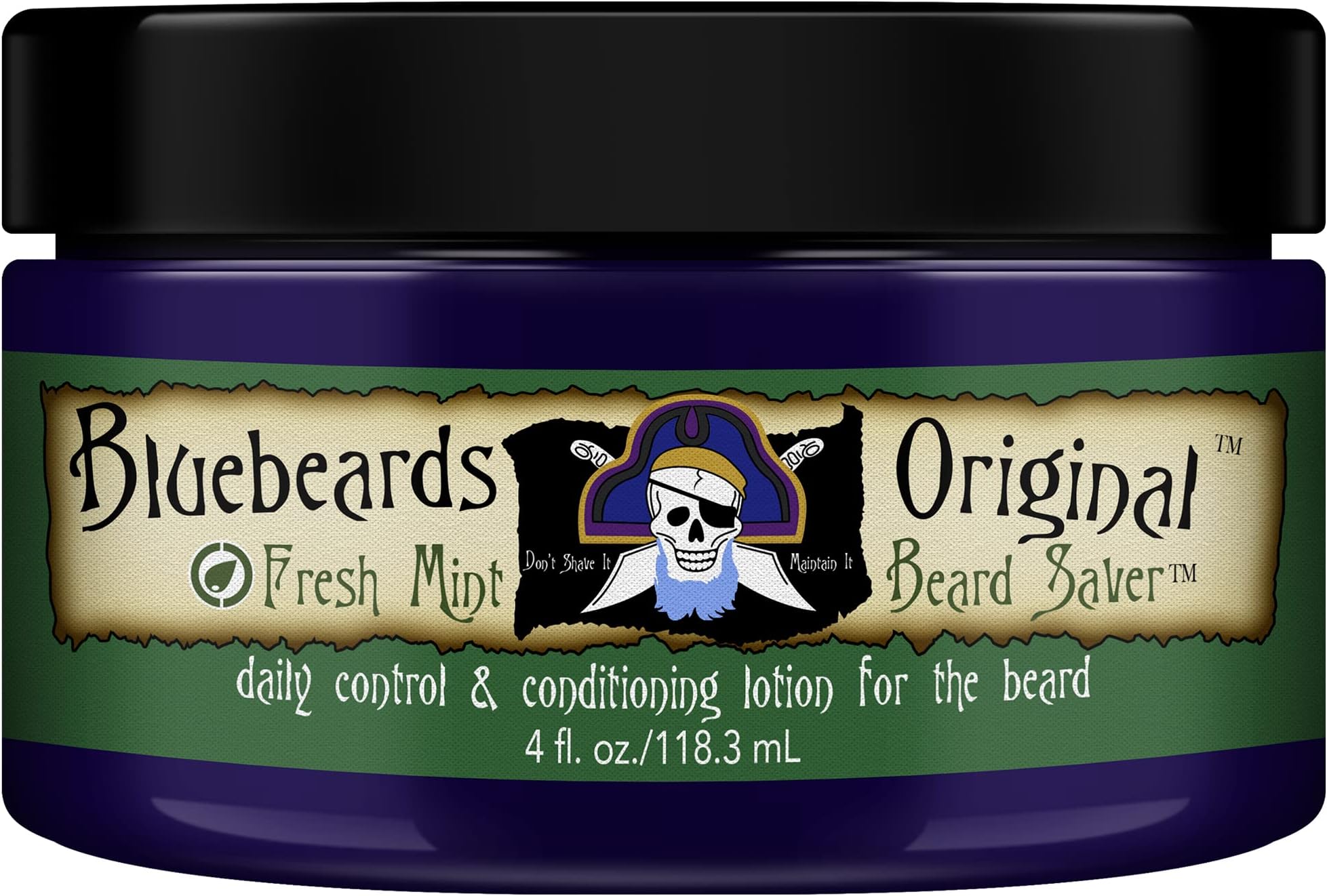 Beard Balm Leave-in Conditioner - 4 oz Fresh Mint Beard Saver Softener for Men with Aloe & Peppermint Oil Deeply Conditions & Moisturizes Mustache & Skin - Made in USA