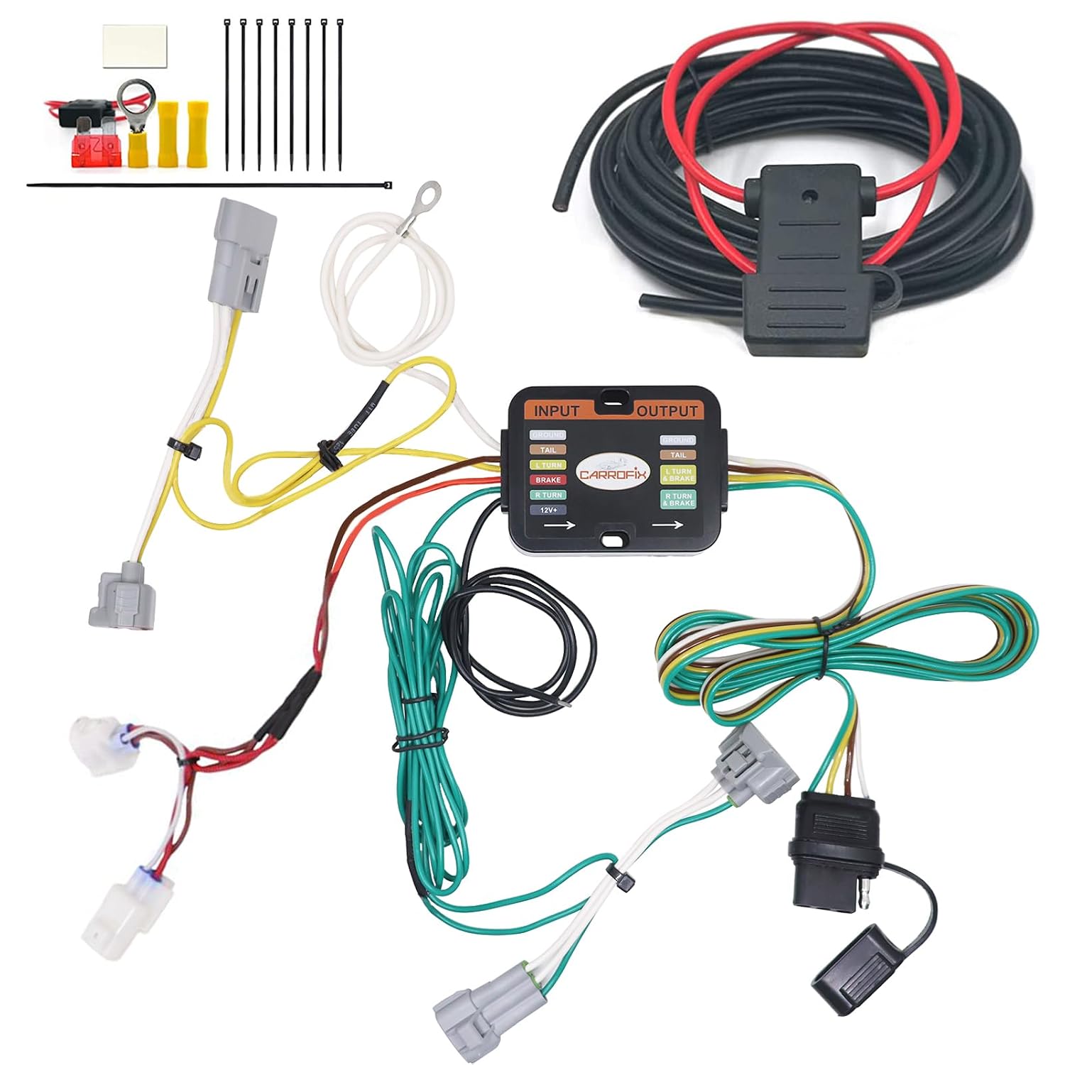 Custom Fit Vehicle Taillight Wiring Harness with 4-Way Flat Trailer Connector for 2016-2023 Toyota Tacoma