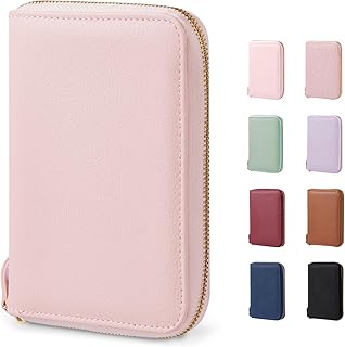 Passport Holder Cover with Safe Zipper Closure, Premium Passport Wallet for Travel, RFID Blocking Card Case, Waterproof Travel Accessories for Women, Pebbled Pink