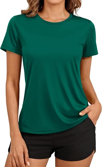 TACVASEN Womens Short Sleeve Workout Shirts UPF 50+ Sun Protection Quick Dry Athletic Tops for Running Gym Tee