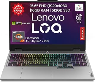 Laptop Gaming Lenovo LOQ | AMD Ryzen 7 250 | 16GB RAM 512GB SSD | 15,6" FHD | NVIDIA GeForce RTX 5060 | con AI | Windows 11