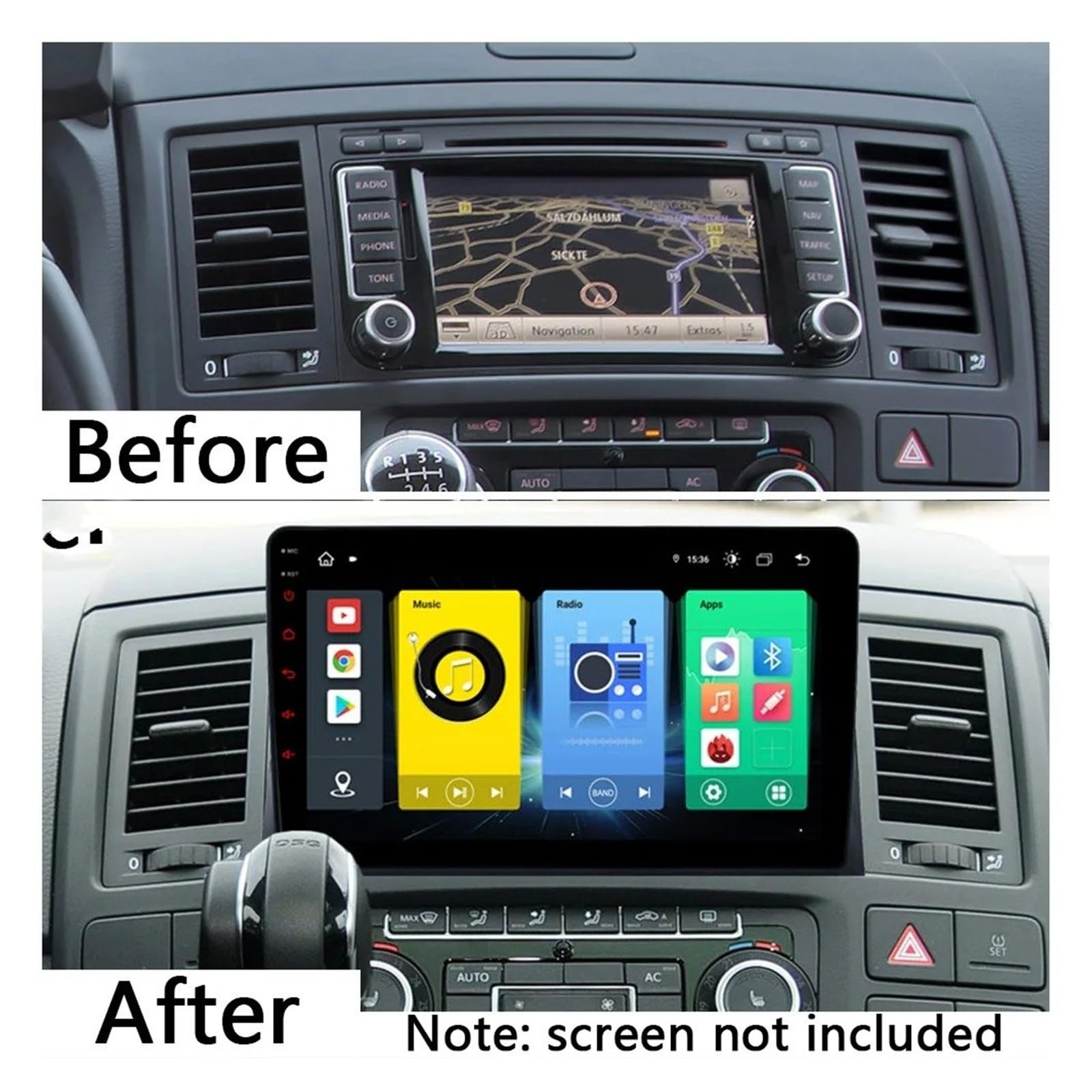 Radio Panel Set Para VW Para Multivan T5 2003-2015 Marco Salpicadero Radio Coche Panel Estéreo 9 Pulgadas Adaptador Cable Alimentación Kit Montaje Canbus Fascia Marco