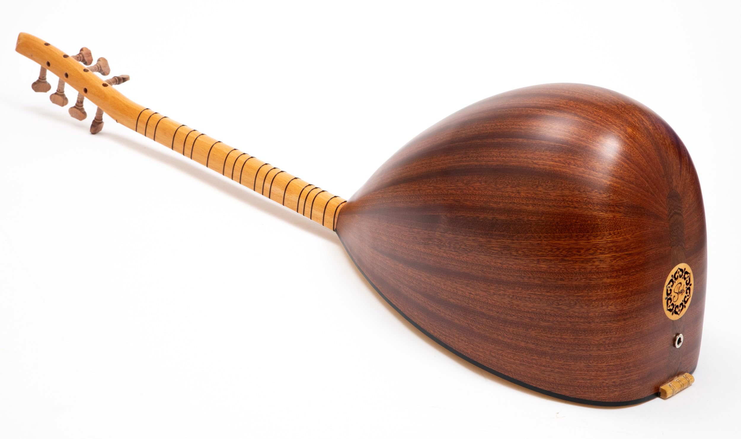 Short Neck Saz Baglama with Special Mahogany & Built-in Pickup, Rosewood pegs Hand Made instrument With picks and extra strings set - Image 9